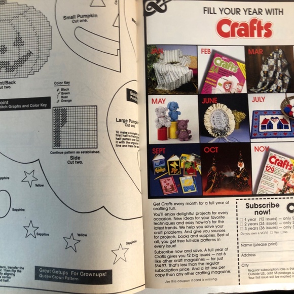 HALLOWEEN HOW-TO'S - CRAFTS CROSS STITCHER MAGAZINE, OCTOBER 1989 - Picture 7 of 9